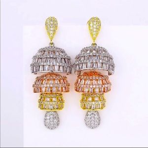 Dropping Earring gold cubic zirconia